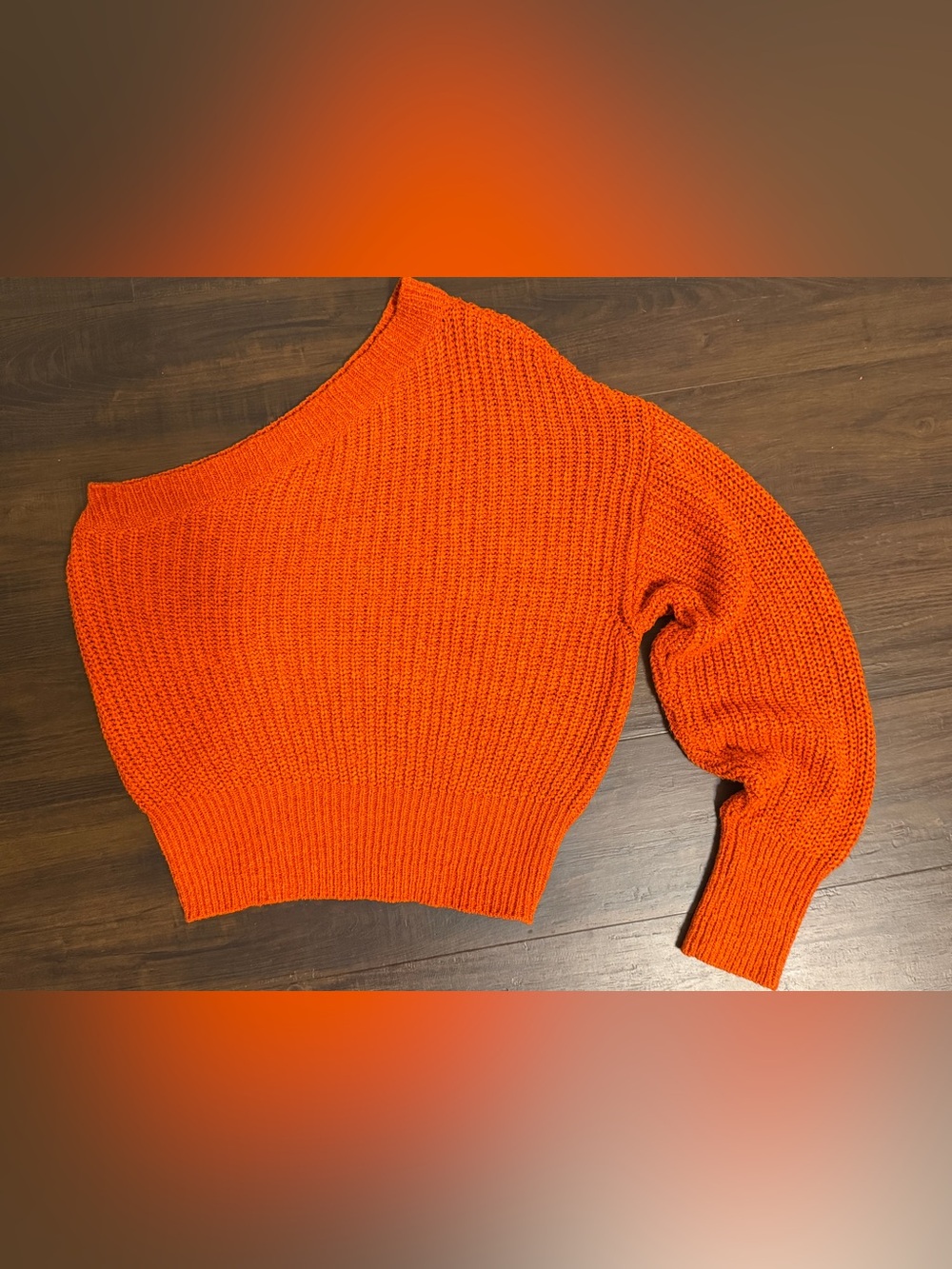 Zara Red Orange Off-the-Shoulder Cropped Knit Sweater Women’s Small Knit